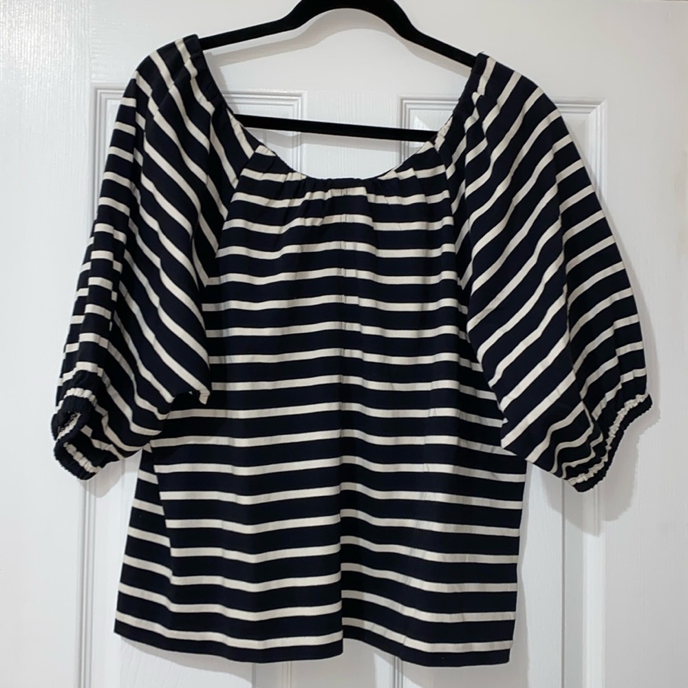 J. Crew Striped Balloon Sleeve Top - NWT